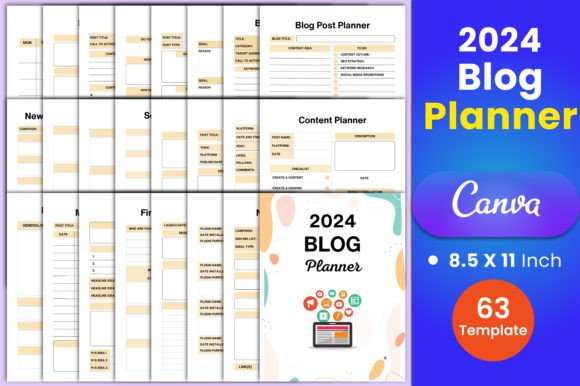 Download 2024 Blog Planner Canva Interior - Blog planner Collection