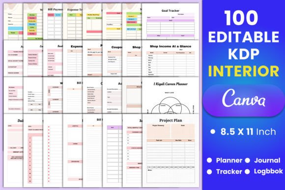 Download 100 Editable Canva KDP Interiors - Premium Resources