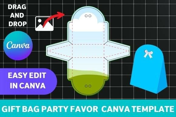 Download Gift Bag Party Favor Box Canva Template - Gift Collection