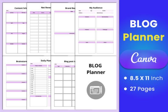 Download Blog Planner Canva Template - Blog planner Collection