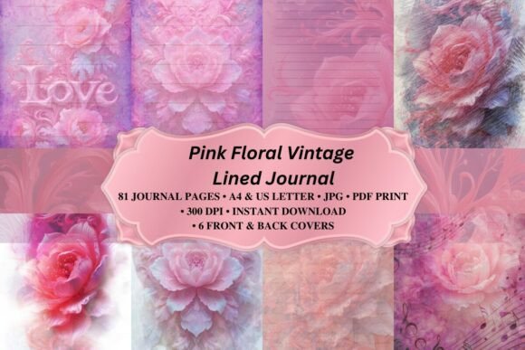 Download Pink Floral Lined Journal - Lined Collection